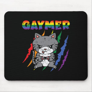 Alfombrilla De Ratón Gaymer Purride Cat Video Game Gamer Lgbtq Rainbow