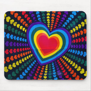 Alfombrilla De Ratón Gays Colores Patrón Arcoiris Corazón Diferente LGB