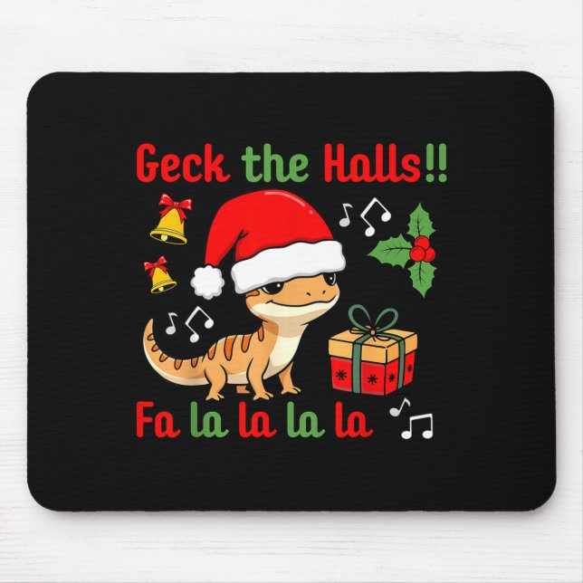 Alfombrilla De Ratón Geck The Halls Leopard Gecko Christmas Pun Pet Own (Frente)
