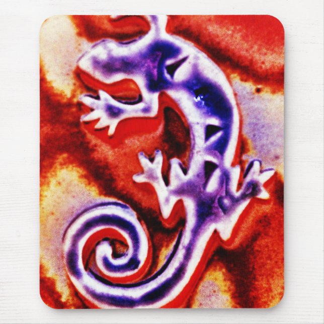 Alfombrilla De Ratón Gecko anaranjado púrpura azul enrrollado del (Frente)