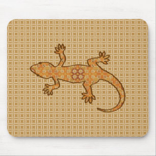 Alfombrilla De Ratón Gecko de batik tribal - óxido, ámbar y bronceado
