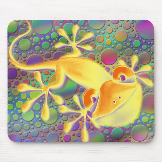 Alfombrilla De Ratón Gecko sonriente - puntos de color (Frente)