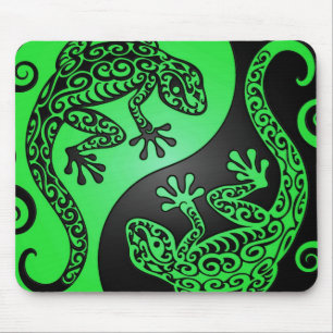 Alfombrilla De Ratón Geckos verdes y negros de Yin Yang