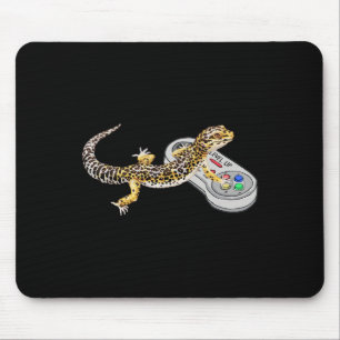 Alfombrilla De Ratón Geco Leopardo Jugando Videojuego Lagarto Y Reptil