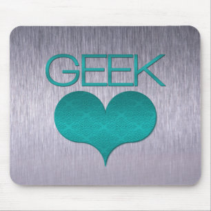 Alfombrilla De Ratón Geek Love (Heart) Mousepad, Turquesa