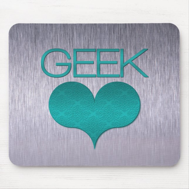 Alfombrilla De Ratón Geek Love (Heart) Mousepad, Turquesa (Frente)