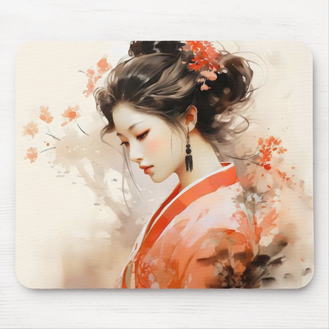 Alfombrilla De Ratón Geisha Naranja Ink (Frente)