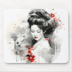 Alfombrilla De Ratón Geisha rojo negro