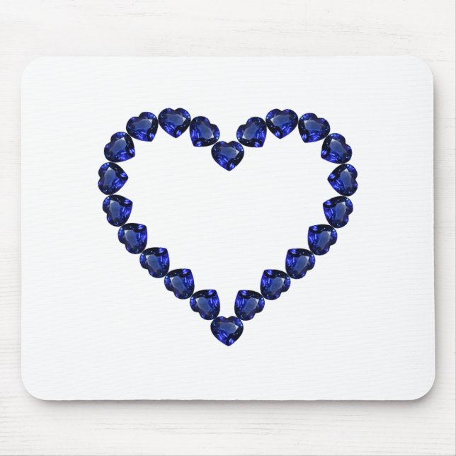 Alfombrilla De Ratón Gemstone Sapphire Blue Heart (Frente)