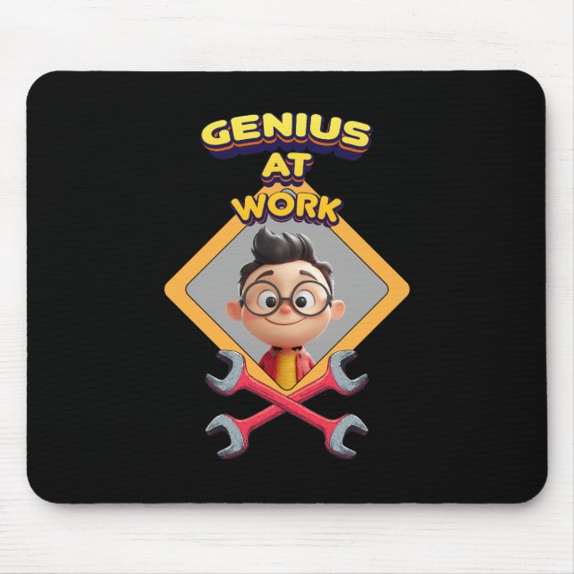 Alfombrilla De Ratón genius work gracioso geek reparación de animación  (Frente)