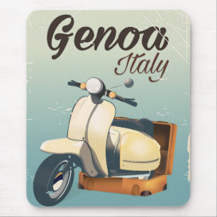 Alfombrilla De Ratón Génova Italia Para unas vacaciones cartel vintage