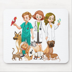 Alfombrilla De Ratón Gente de veterinaria de fondo