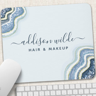 Alfombrilla De Ratón Geoda de Ágata con Brillo Azul Chic de Lujo