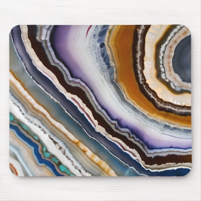 Alfombrilla De Ratón Geode de la agata de la terracota azul de Lilac bl (Frente)