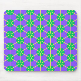 Alfombrilla De Ratón Geometric Starburst in Purple, Green and Yellow