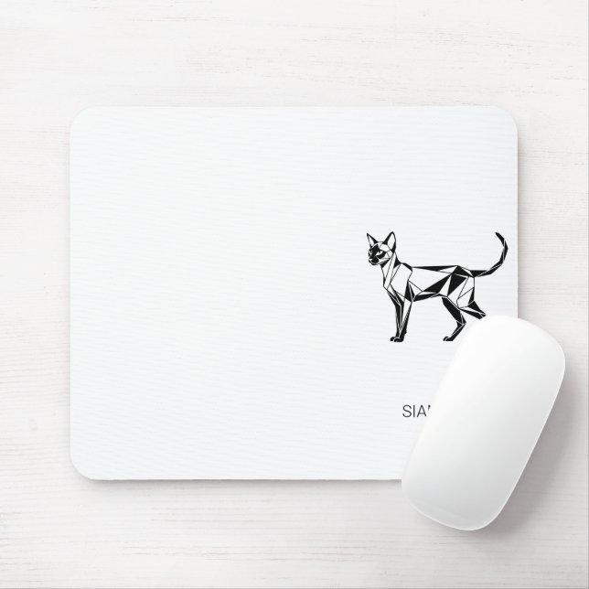 Alfombrilla de ratón geométrica de gato siamés min (Con ratón)