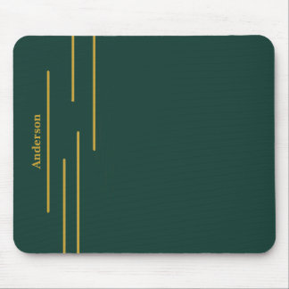Alfombrilla de ratón geométrica dorada verde esmer