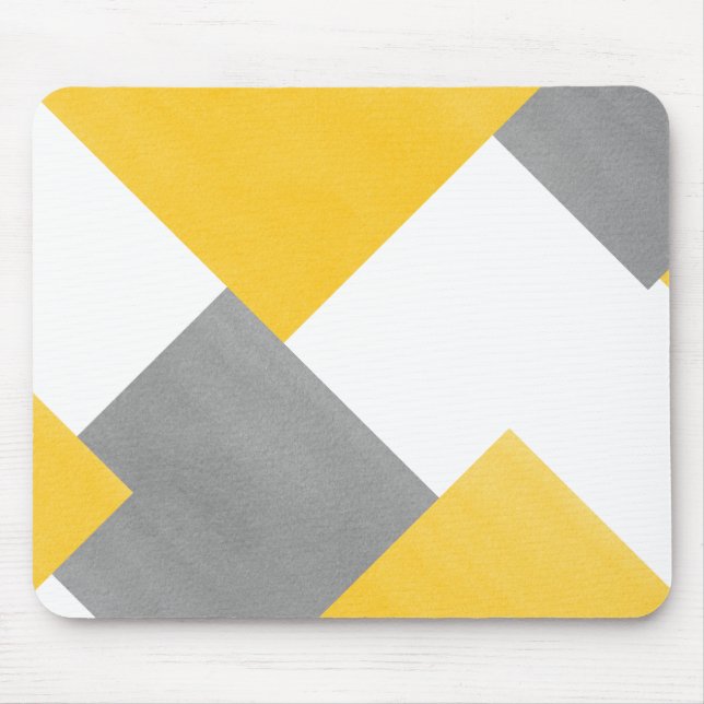 Alfombrilla De Ratón Geométrico blanco gris amarillo (Frente)