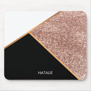 Alfombrilla De Ratón Geométrico del Purpurina Rosa