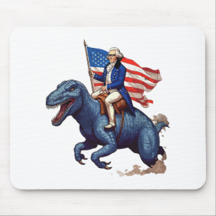 Alfombrilla De Ratón George Washington Divertido Montando Un Tyrannosau