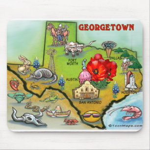 Alfombrilla De Ratón Georgetown Texas Cartoon Map