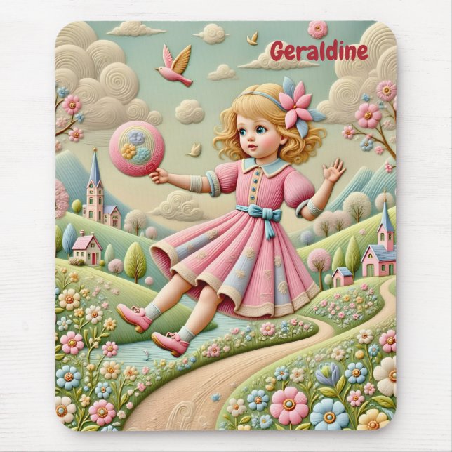 Alfombrilla De Ratón GERALDINE ~ Pastel Embroidery ~ Mousepad (Frente)
