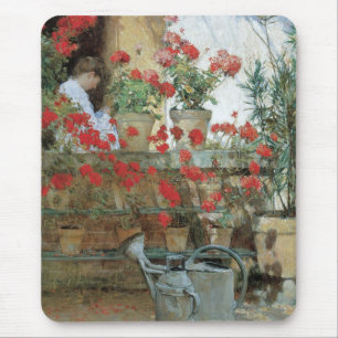 Alfombrilla De Ratón Geranios por Childe Hassam, Impresionismo Vintage
