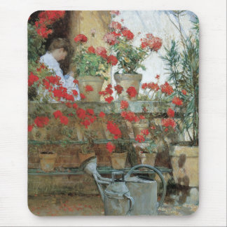 Alfombrilla De Ratón Geranios por Childe Hassam, Impresionismo Vintage