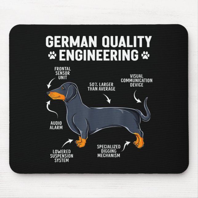 Alfombrilla De Ratón German Engineering Dachshund Lover Funny Doxie Dog (Frente)