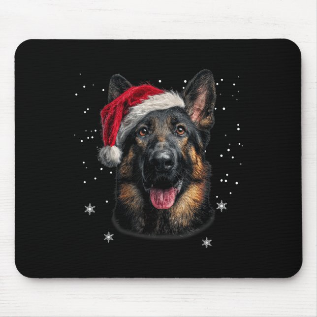 Alfombrilla De Ratón German Shepherd Christmas Funny Santa Hat Dog Xmas (Frente)
