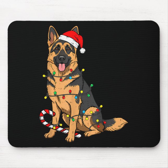 Alfombrilla De Ratón German Shepherd Dog Christmas Lights Xmas Pet Dog  (Frente)