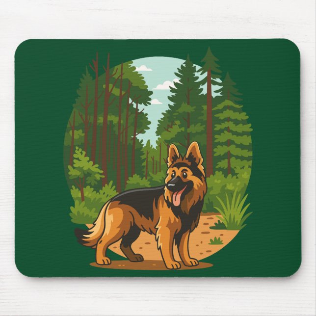 Alfombrilla De Ratón German Shepherd Forest Adventure Dog  (Frente)