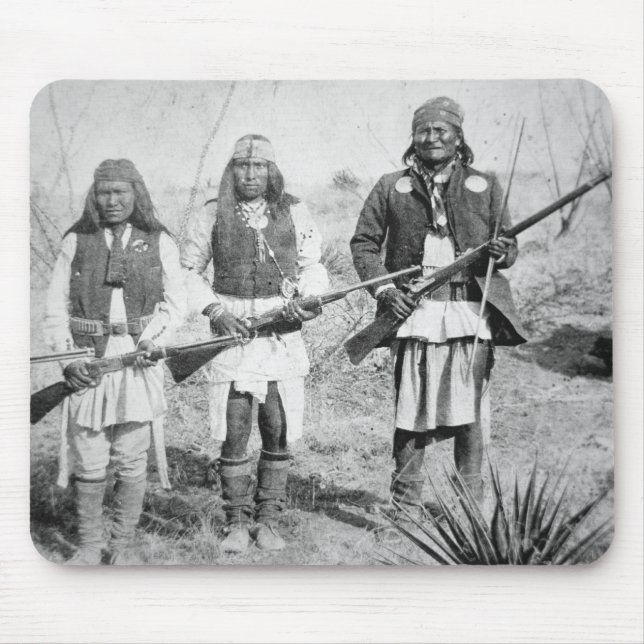Alfombrilla De Ratón Geronimo y tres de sus guerreros de Apache, 1886 (Frente)