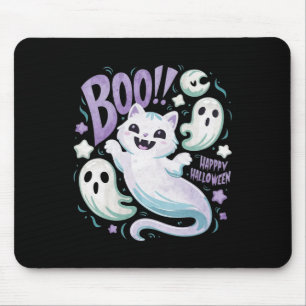 Alfombrilla De Ratón Ghost Cat Boo Kitty Halloween
