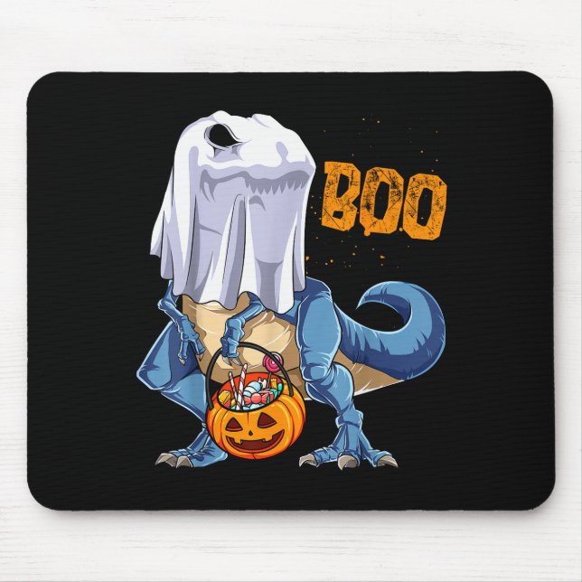 Alfombrilla De Ratón Ghost Dinosaur T Rex Funny Boo Halloween Boys Men  (Frente)