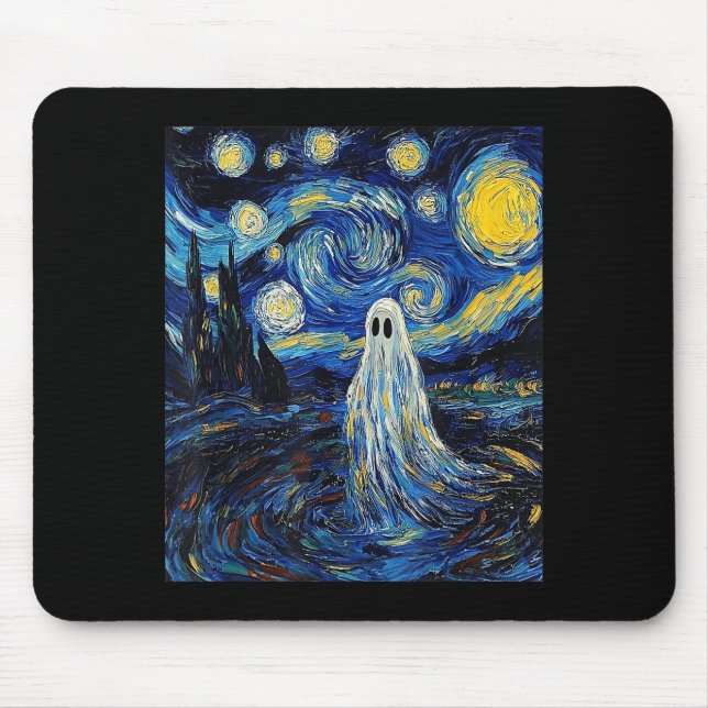 Alfombrilla De Ratón Ghost Halloween - Van Gogh Style - Starry Night  (Frente)
