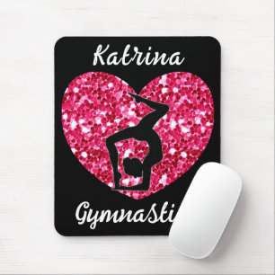 Alfombrilla De Ratón Gimnasia Negra y Rosa Caliente Personalizada
