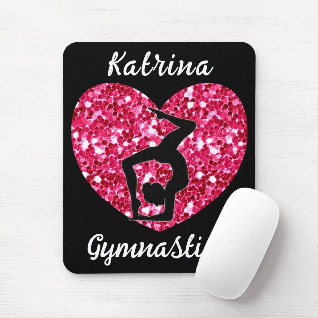 Alfombrilla De Ratón Gimnasia Negra y Rosa Caliente Personalizada (Con ratón)