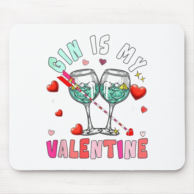 Alfombrilla De Ratón Gin Is My Valentine Hearts Matching Drinker Family (Frente)
