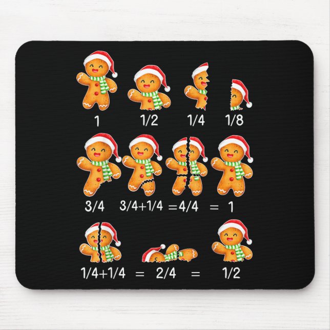 Alfombrilla De Ratón Gingerbread Cookie Santa Hat Fraction Math Teacher (Frente)