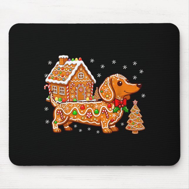 Alfombrilla De Ratón Gingerbread Dachshund Christmas Tree House Cookie  (Frente)