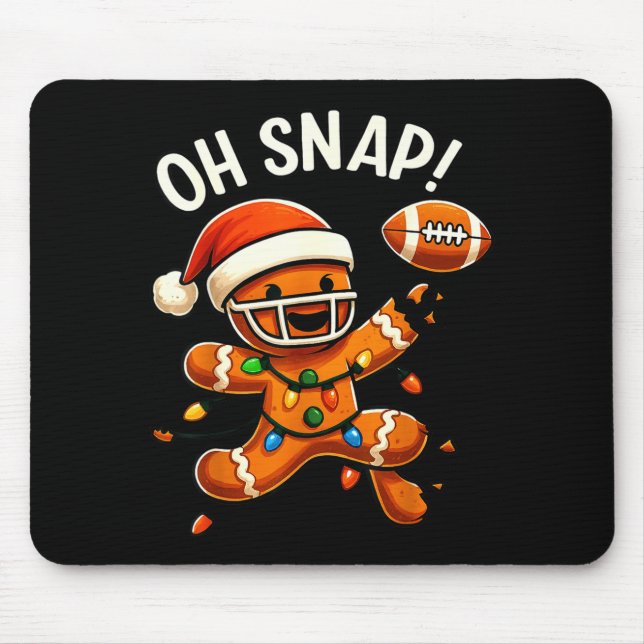 Alfombrilla De Ratón Gingerbread Football Oh Snap Christmas Lights Desi (Frente)