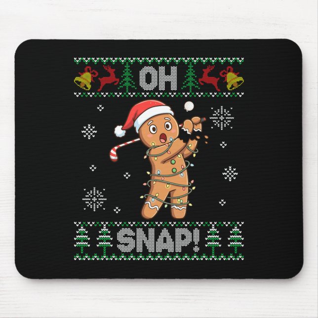 Alfombrilla De Ratón Gingerbread Golf Christmas Cookie Oh Snap Santa Ug (Frente)