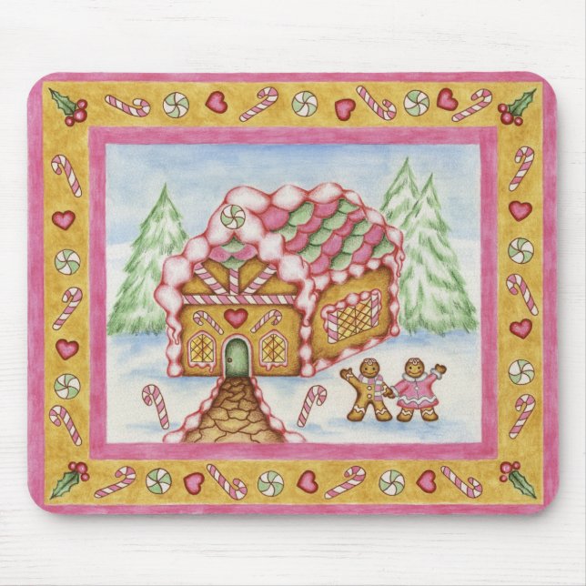 Alfombrilla De Ratón Gingerbread Heart House Mousepad (Frente)