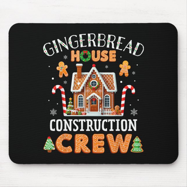 Alfombrilla De Ratón Gingerbread House Construction Crew Kids Men Women (Frente)