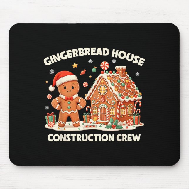 Alfombrilla De Ratón Gingerbread House Construction Crew Kids Men Women (Frente)