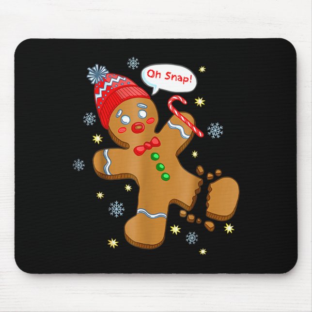 Alfombrilla De Ratón Gingerbread Man Cookie Ugly Sweater Oh Snap Christ (Frente)