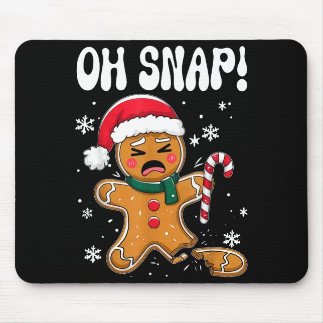 Alfombrilla De Ratón Gingerbread Man Oh Snap Christmas Funny Cookie Bak (Frente)