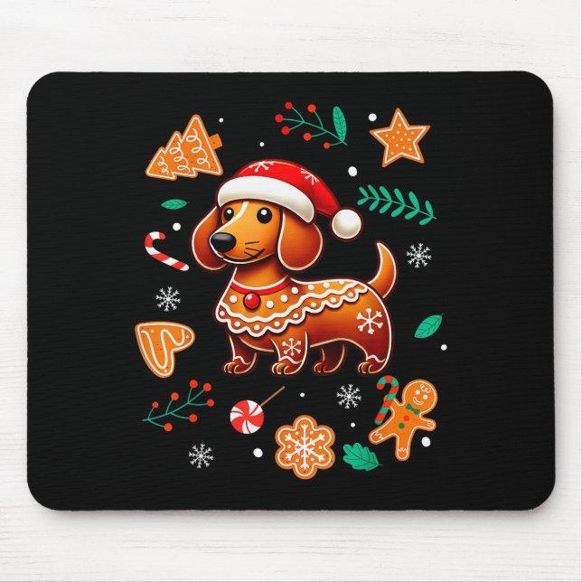 Alfombrilla De Ratón Gingerbread Weiner Dog Lover Dachshund Christmas C (Frente)