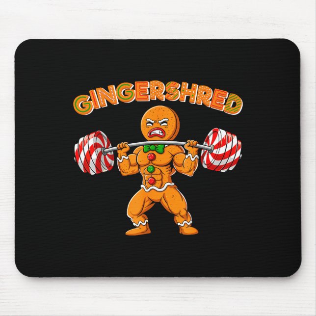 Alfombrilla De Ratón Gingershred Christmas Gingerbread Man Gym Bodybuil (Frente)